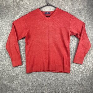 Malagrida Made in Italy V Neck Sweater Red Ribbed Knit‎ Mens M
